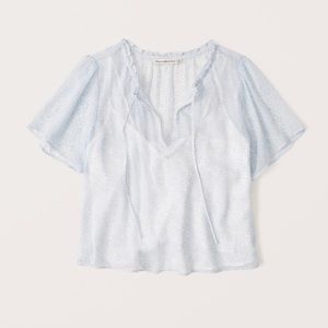 Abercrombie & Fitch Short Sleeve Tie Front Chiffon Top